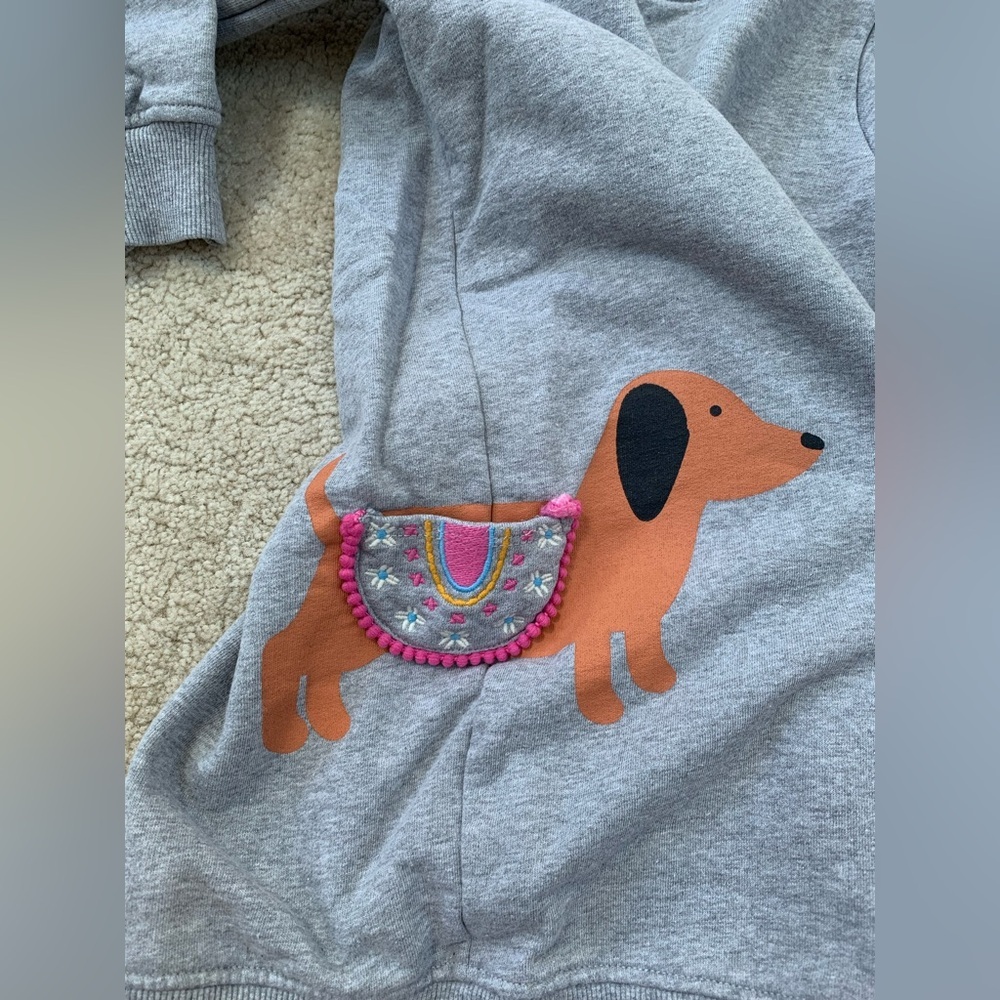 Hanna Andersson Size 120, 6-7, Dachshund Dog Pocket Sweatshirt Dress - Picture 6 of 6